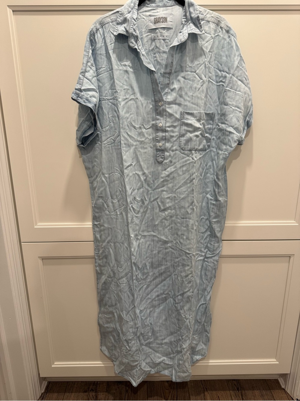 Grayson Short-Sleeve Linen Blend Dress EUC